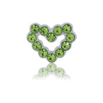 green bedazzled heart slide charm
