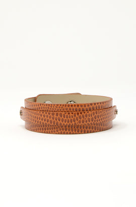 Wide Vegan Leather Band - Brown/Snake