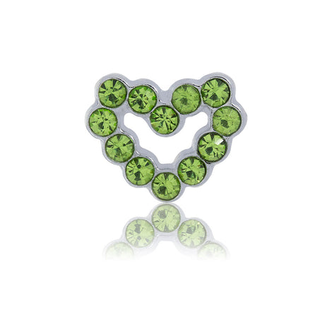 green bedazzled heart slide charm