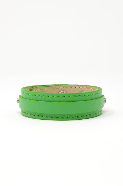 Wide Vegan Leather Band - Lime Green