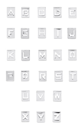 Hollow Square Letters A-Z, Silver