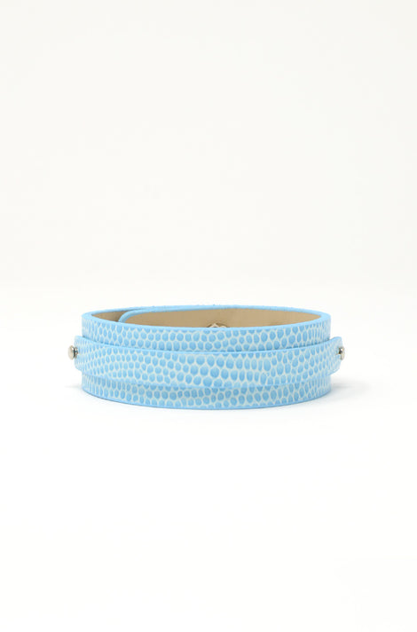 Wide Vegan Leather Band - Baby Blue/Snake