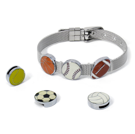 sports 8mm slide charm bracelet
