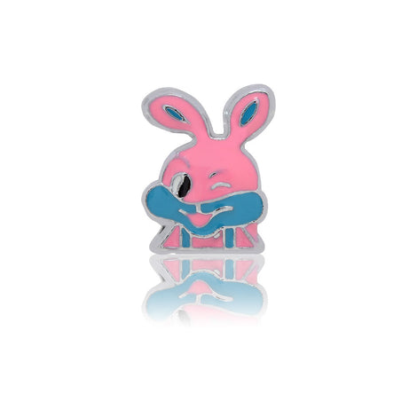 pink winking rabbit slide charm